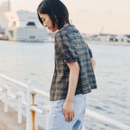 MUSED Mused Pintuck Hand Emb Blouse - Khaki Check