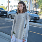 SOMEWHEREBUTTER [4th] Wappen Stripe Long Top - Grey