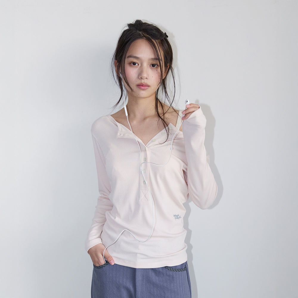 HOKUSPOKUS Essential Henley Neck T-Shirt (4color)