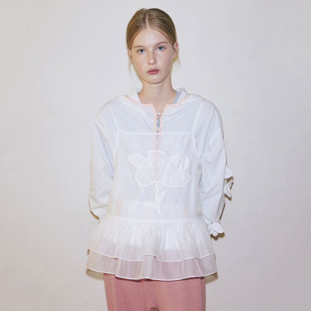 SINOON Flower Veil Blouse (White)