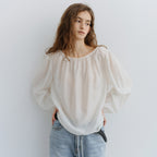 URAGO Sheer shirring blouse_2colors