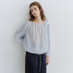 URAGO Sheer shirring blouse_2colors
