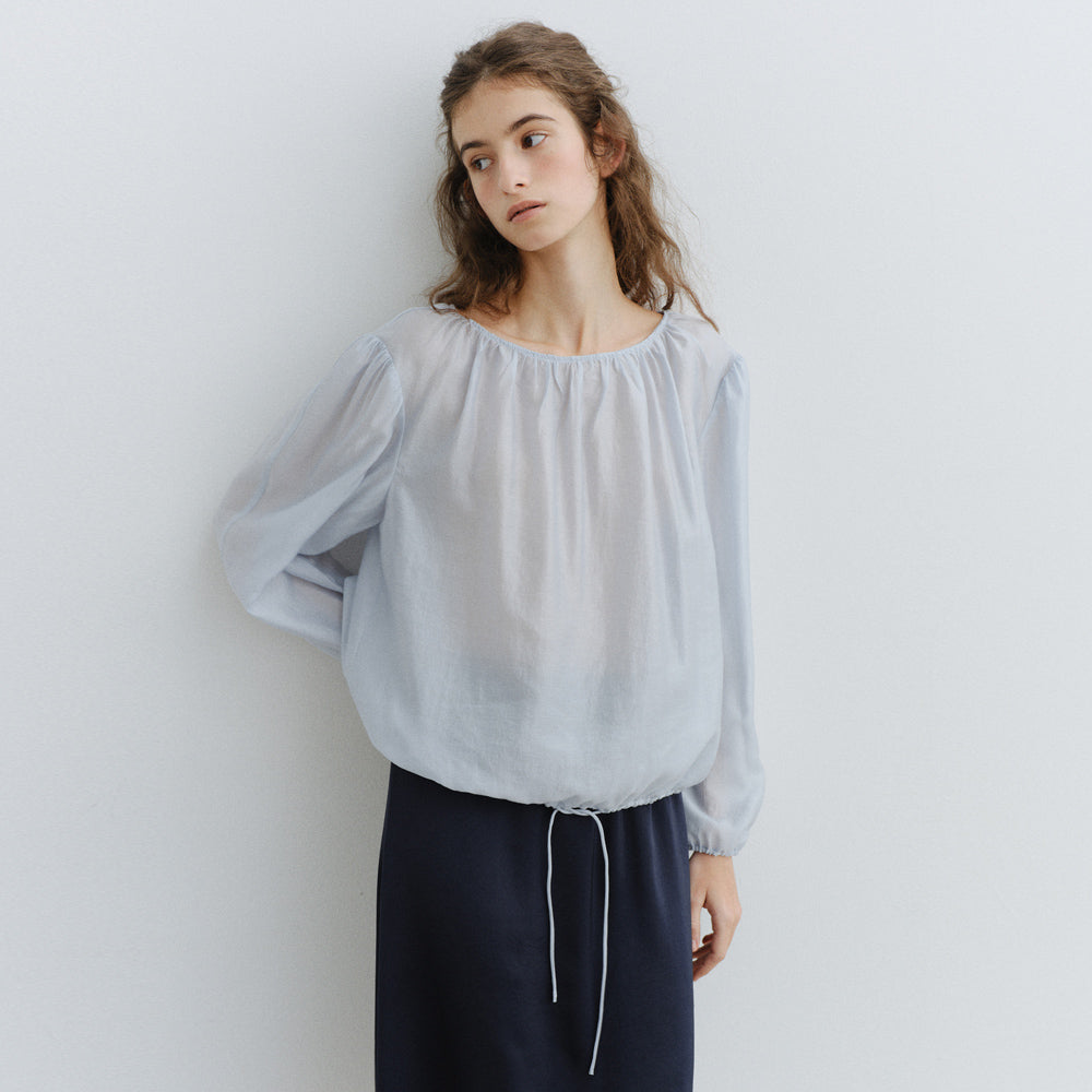 URAGO Sheer shirring blouse_2colors