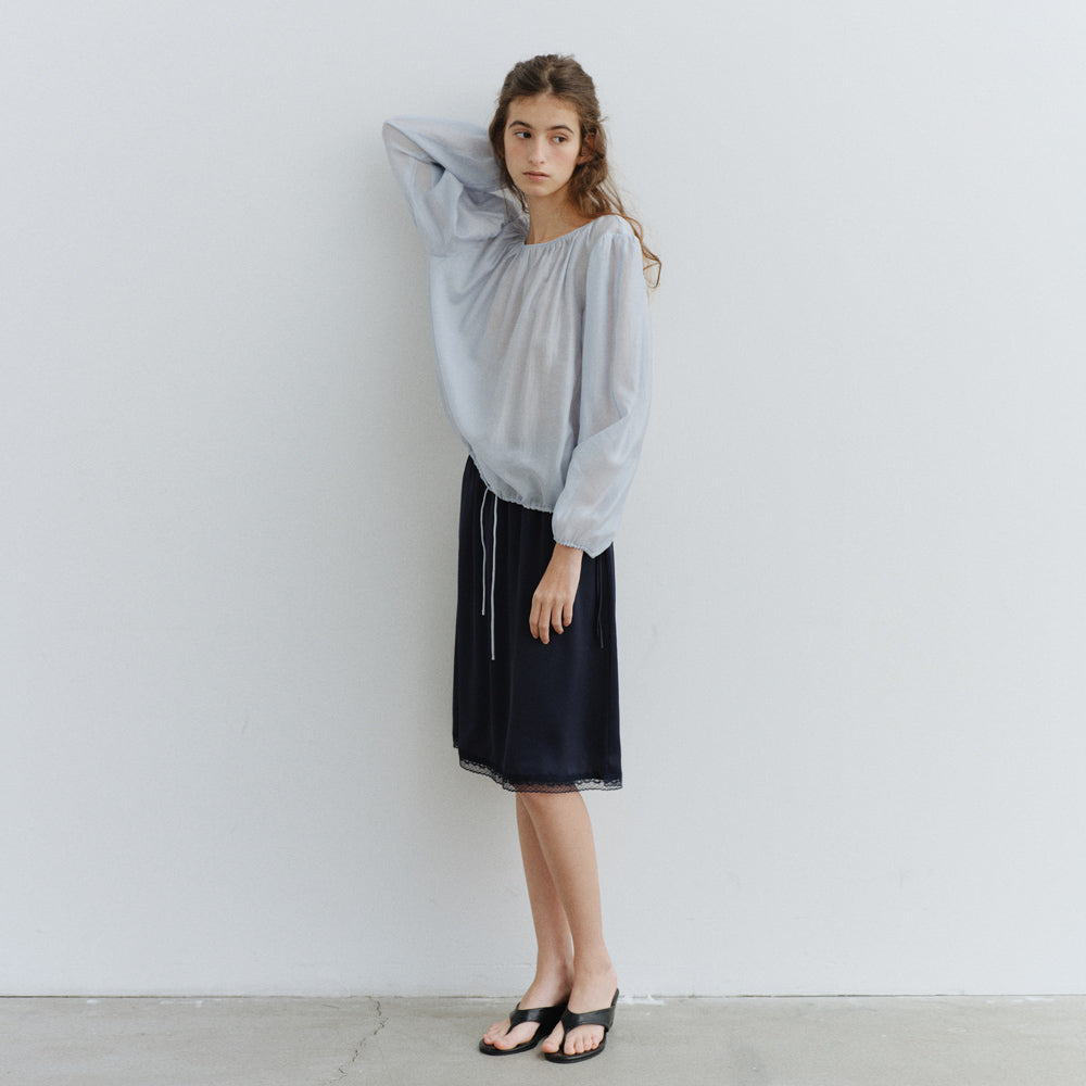 URAGO Sheer shirring blouse_2colors
