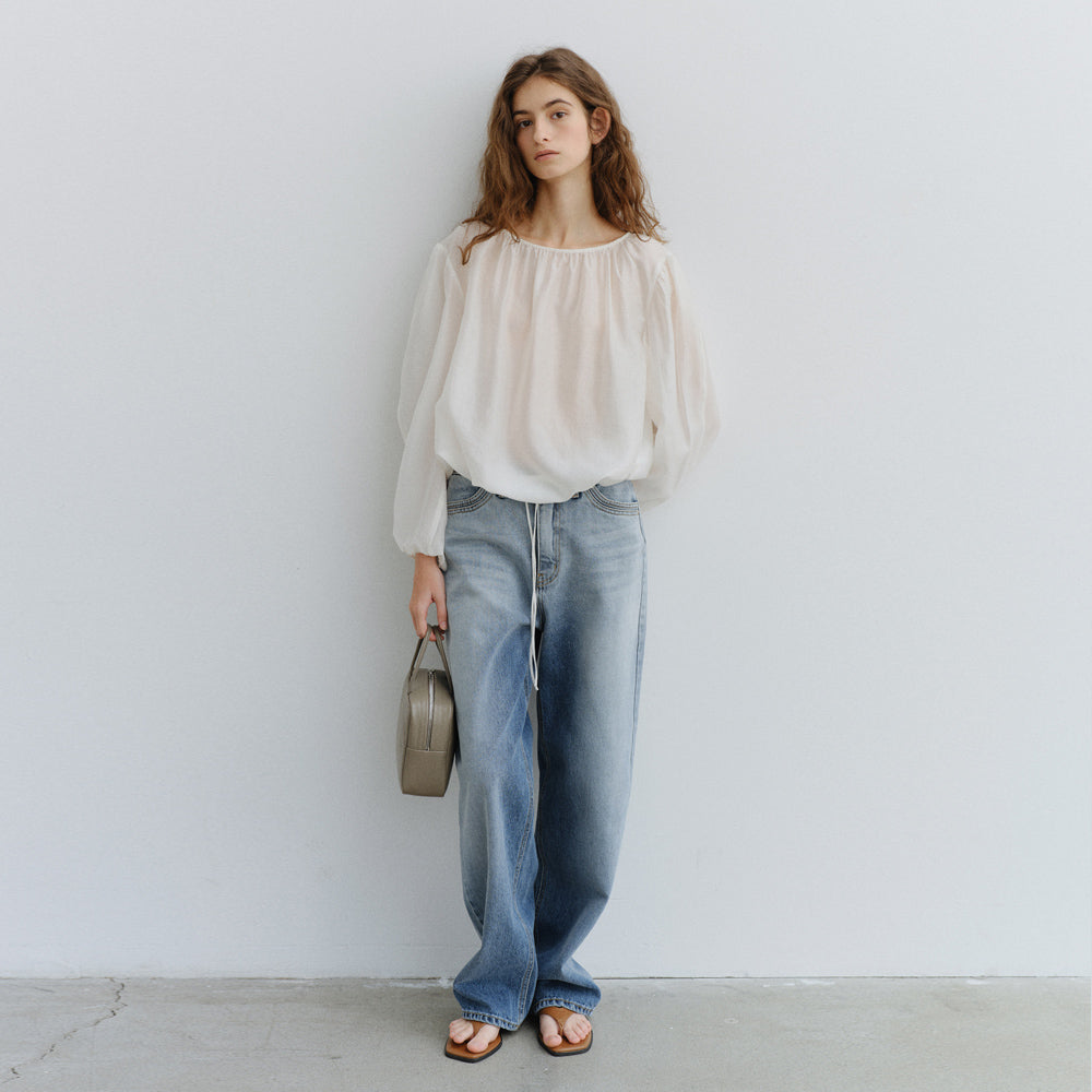 URAGO Sheer shirring blouse_2colors