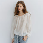 URAGO Sheer shirring blouse_2colors
