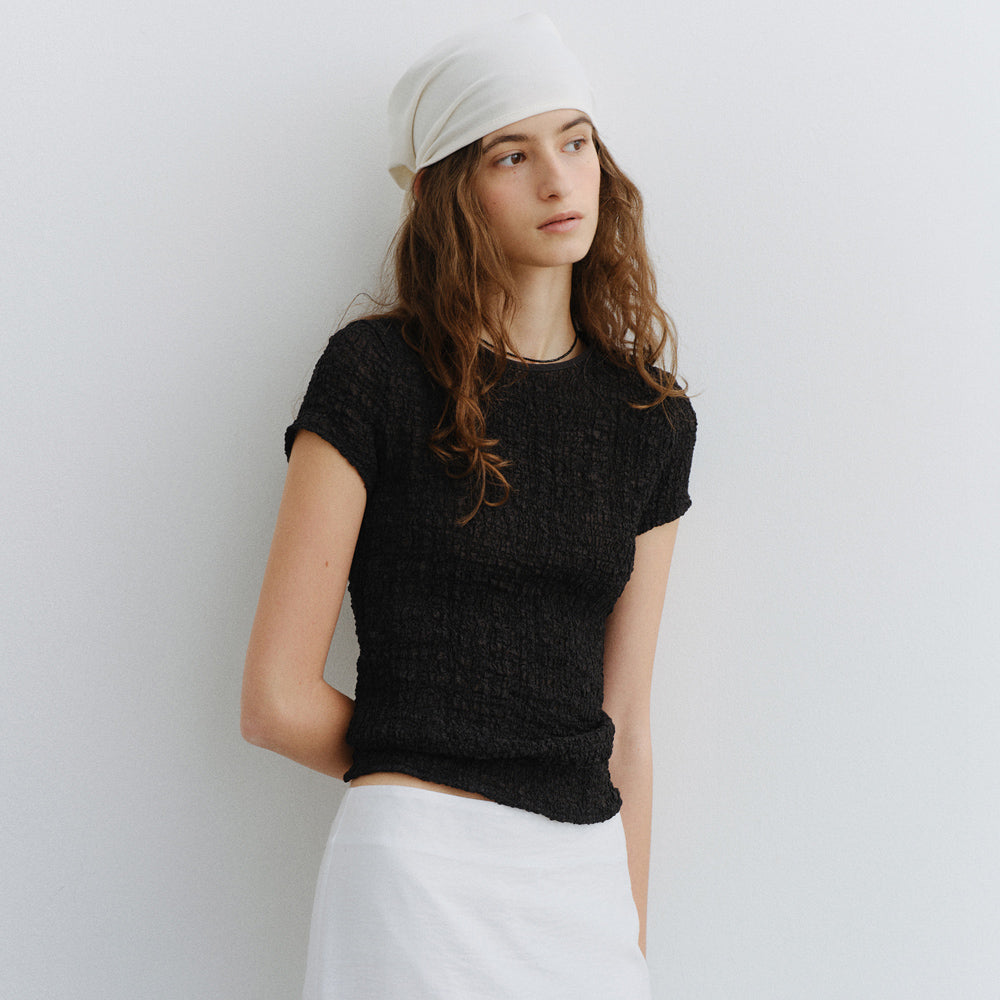 URAGO Wrinkle short sleeve blouse_2colors