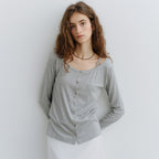 URAGO Ribbed sleeveless cardigan set_3colors