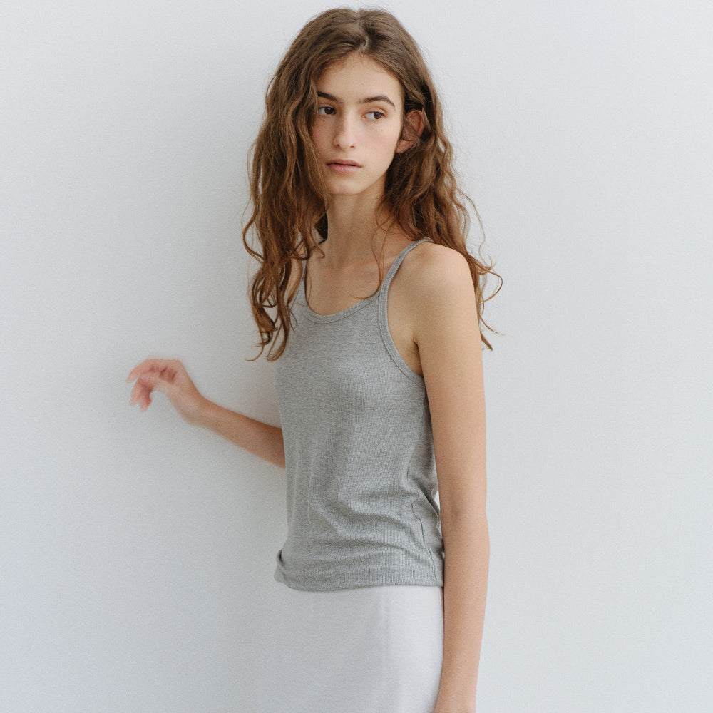 URAGO Ribbed sleeveless cardigan set_3colors