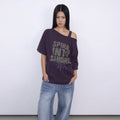 SANDRIC One Shoulder Printed T-shirt_Purple