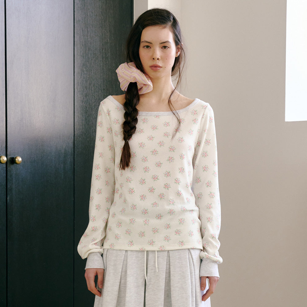 FUN FROM FUN [2nd] Bouquet Boatneck Tee, White