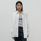 NCSSRY Oversized Cotton Breeze Stripe Shirt (White)