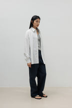 NCSSRY Oversized Cotton Breeze Stripe Shirt (White)