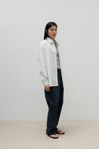 NCSSRY Oversized Cotton Breeze Stripe Shirt (White)