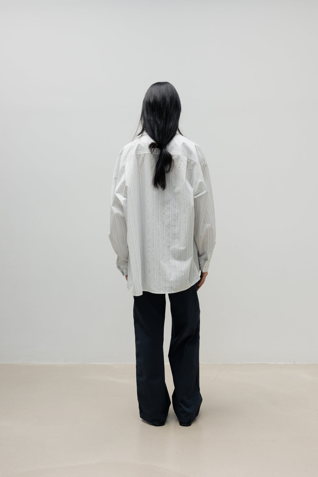 NCSSRY Oversized Cotton Breeze Stripe Shirt (White)