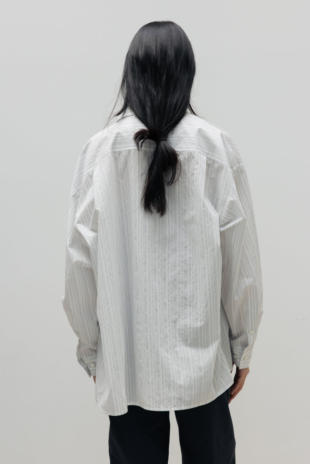 NCSSRY Oversized Cotton Breeze Stripe Shirt (White)