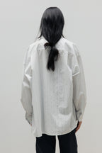 NCSSRY Oversized Cotton Breeze Stripe Shirt (White)