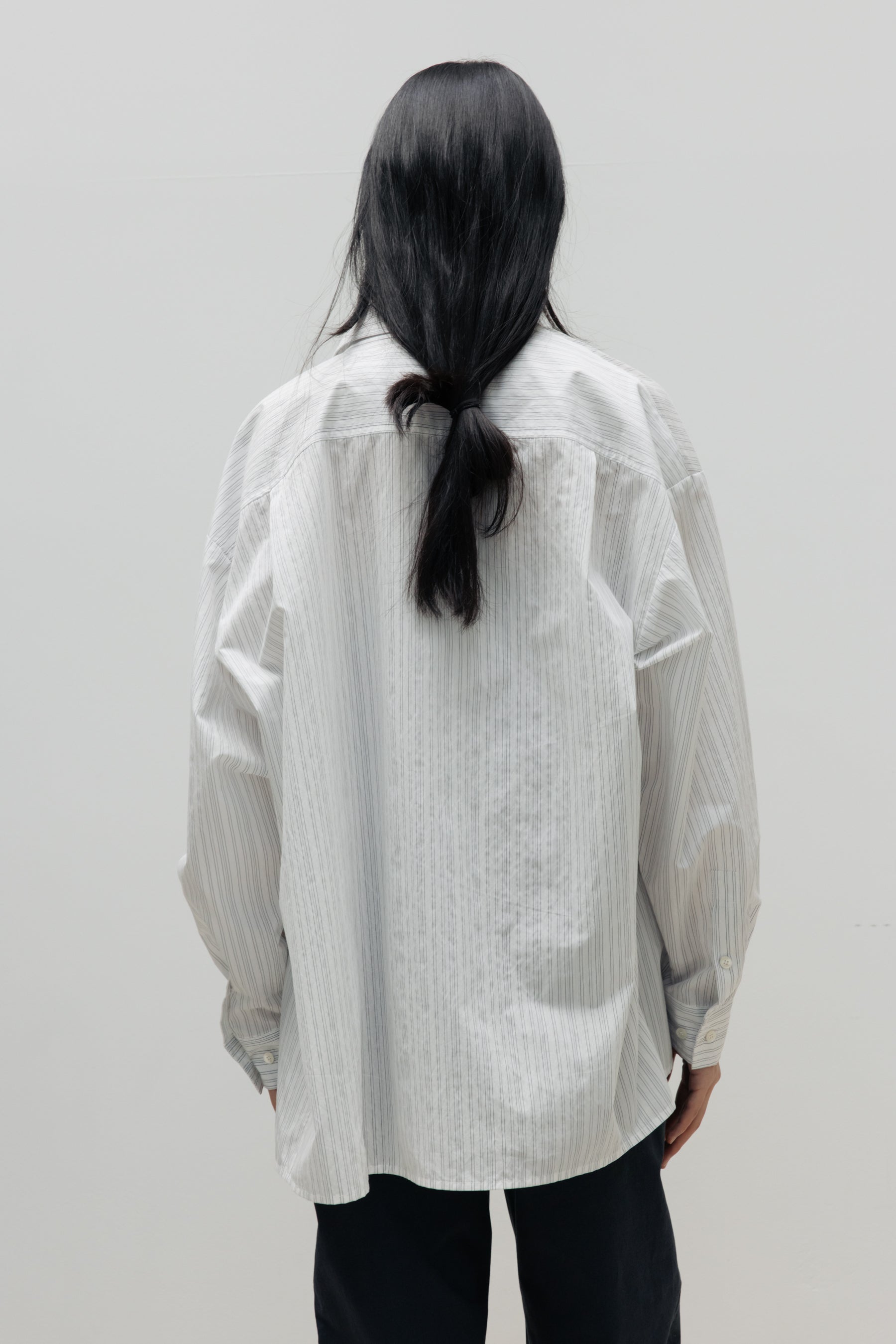 NCSSRY Oversized Cotton Breeze Stripe Shirt (White)