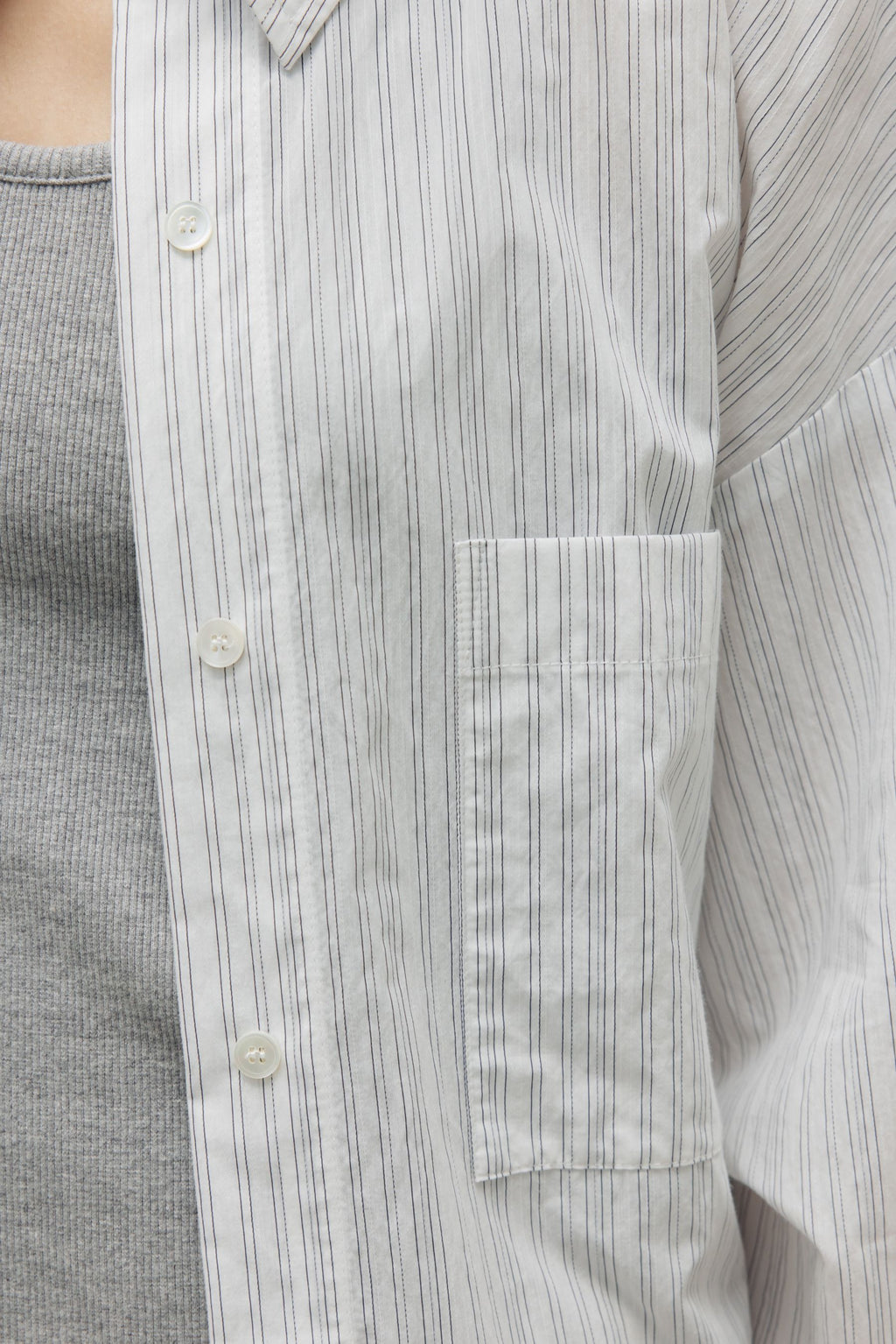 NCSSRY Oversized Cotton Breeze Stripe Shirt (White)