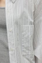 NCSSRY Oversized Cotton Breeze Stripe Shirt (White)