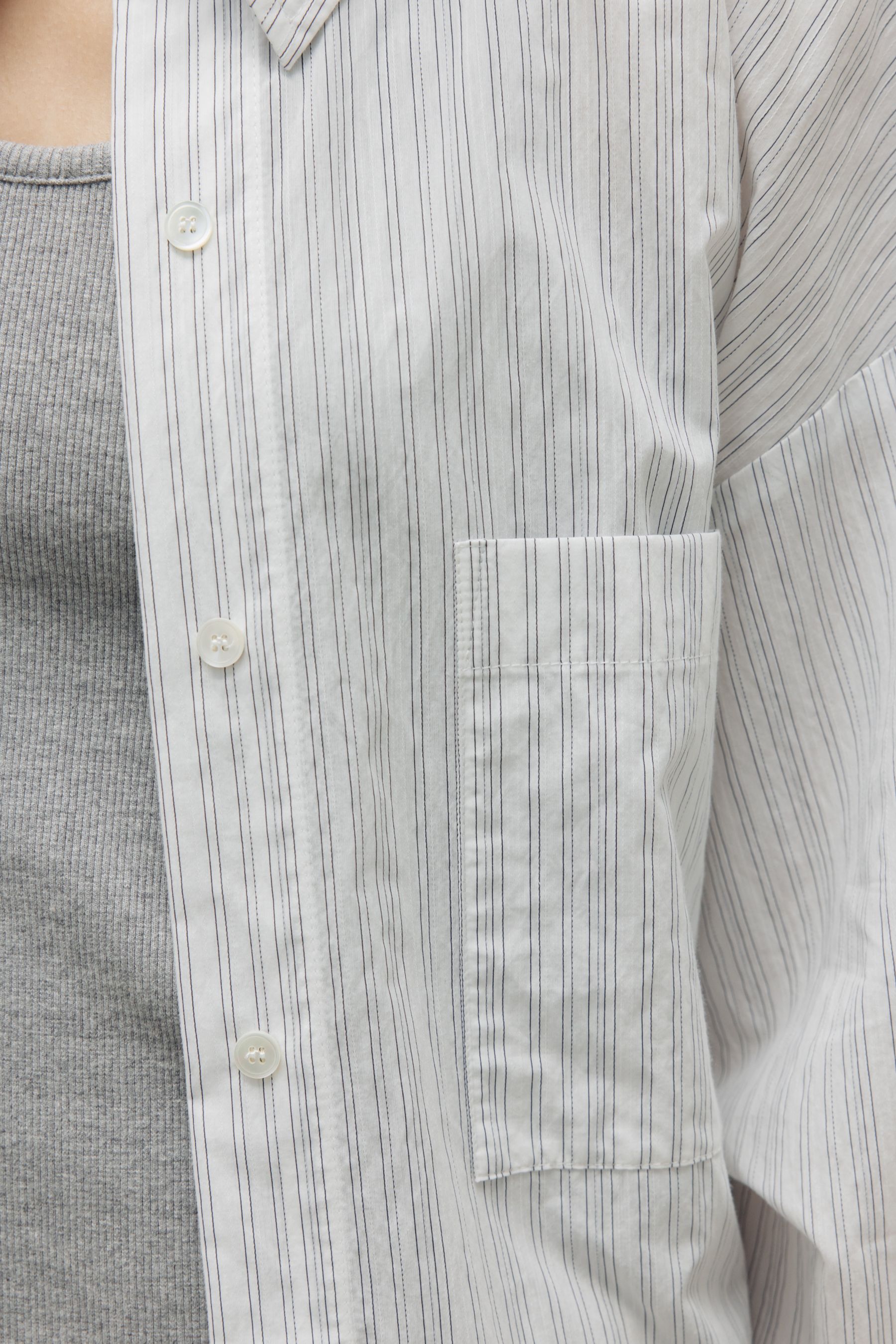 NCSSRY Oversized Cotton Breeze Stripe Shirt (White)