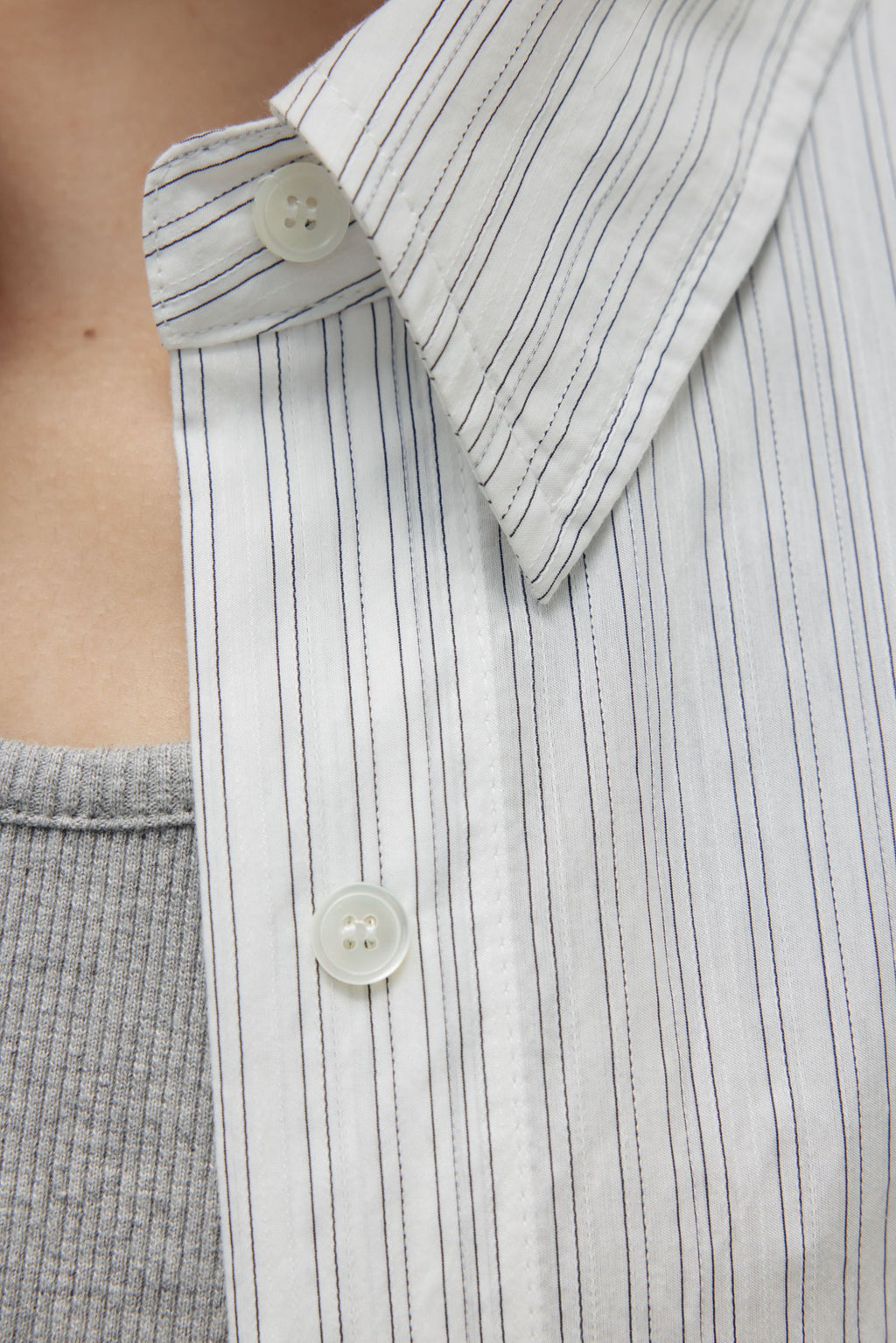 NCSSRY Oversized Cotton Breeze Stripe Shirt (White)