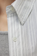NCSSRY Oversized Cotton Breeze Stripe Shirt (White)