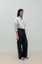 NCSSRY Oversized Cotton Breeze Stripe Shirt (White)