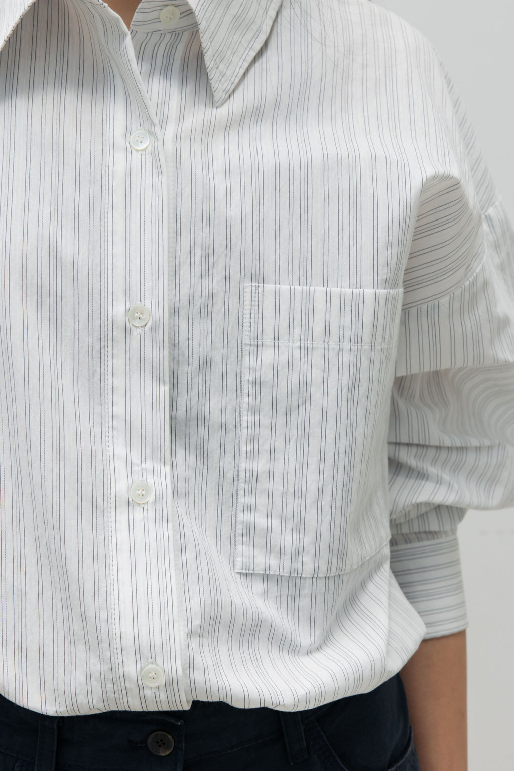NCSSRY Oversized Cotton Breeze Stripe Shirt (White)