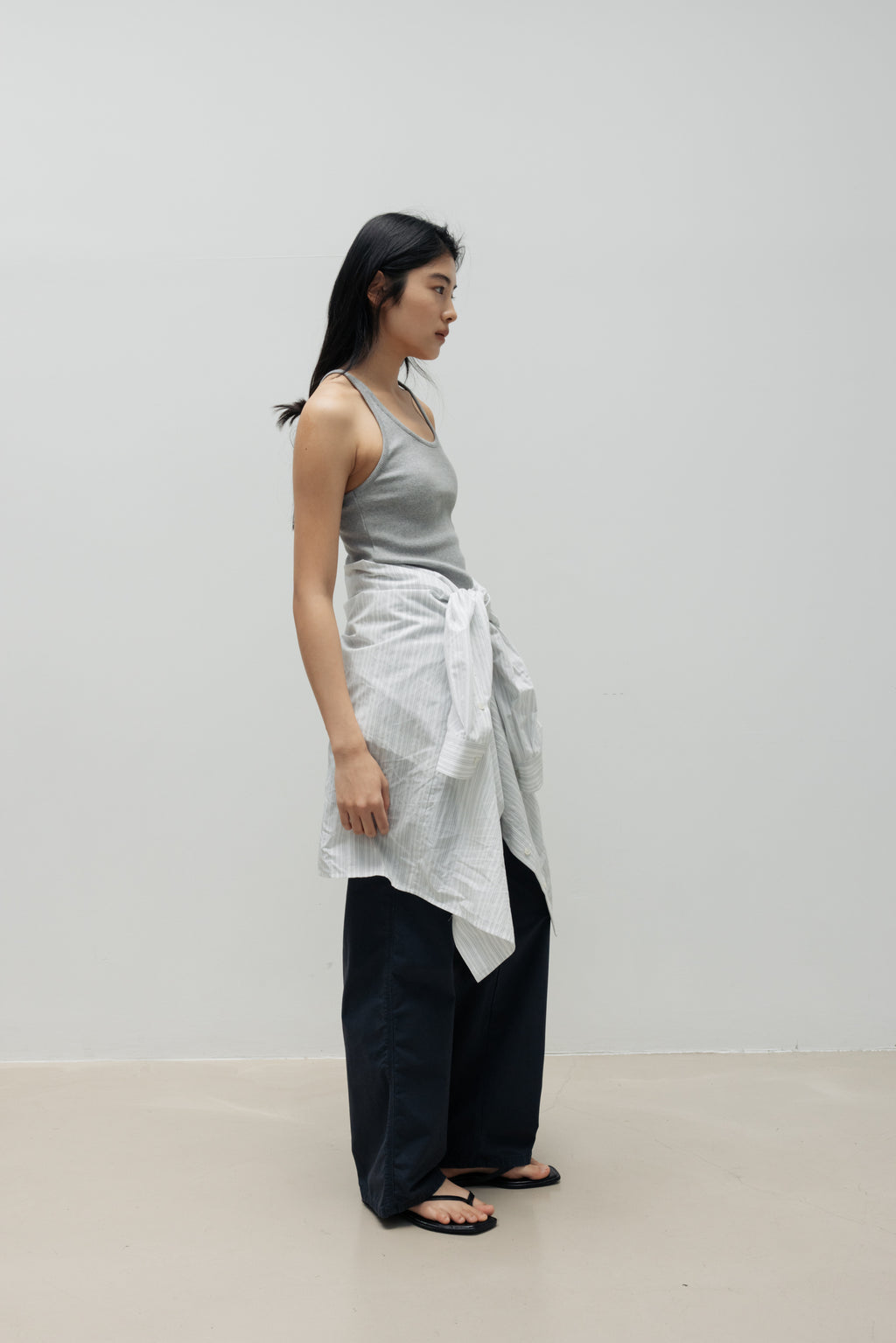 NCSSRY Oversized Cotton Breeze Stripe Shirt (White)