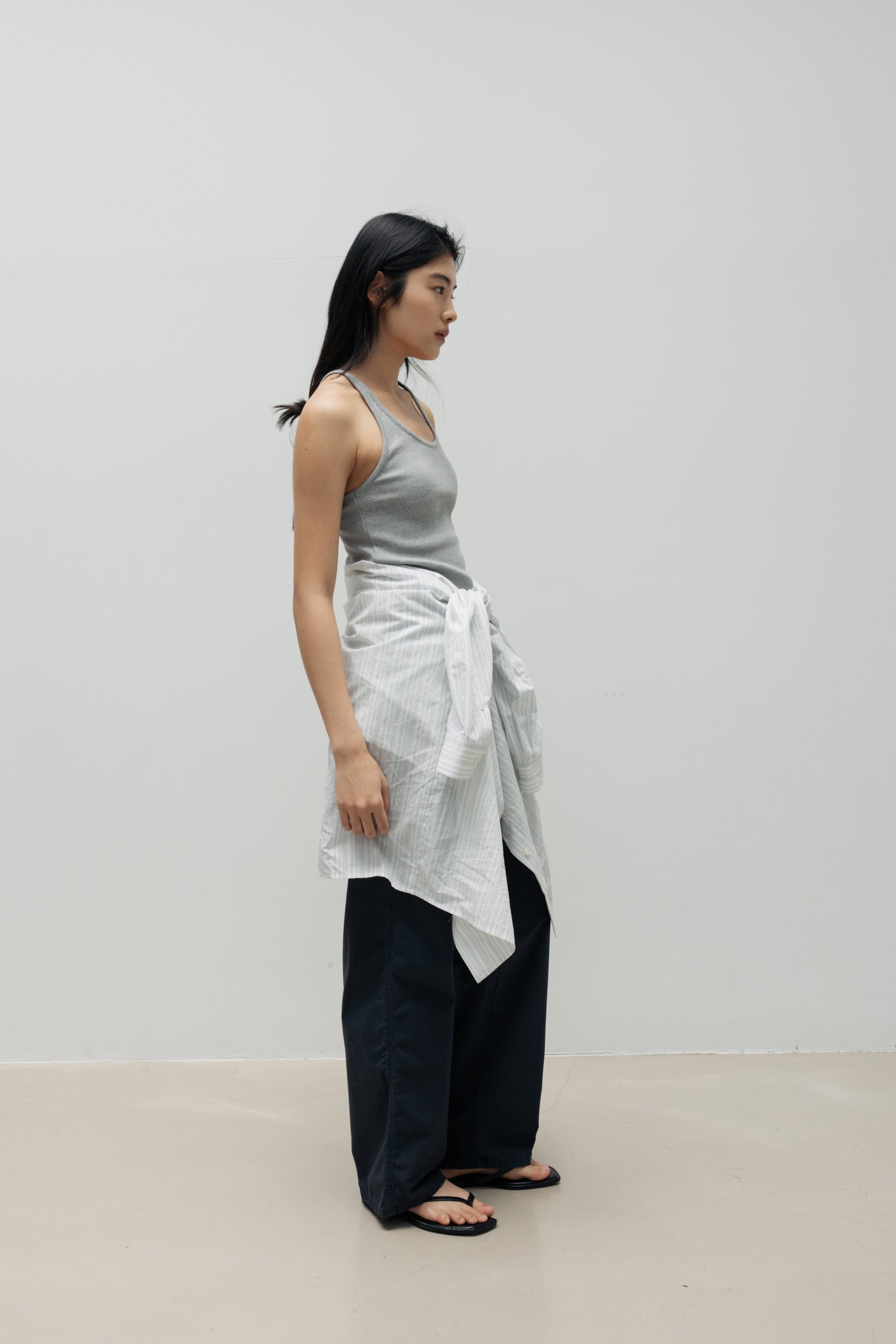 NCSSRY Oversized Cotton Breeze Stripe Shirt (White)