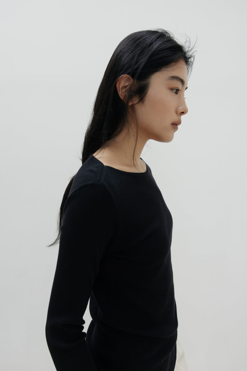 NCSSRY Slim Ribbed Boat Neck Top (Melange Grey)