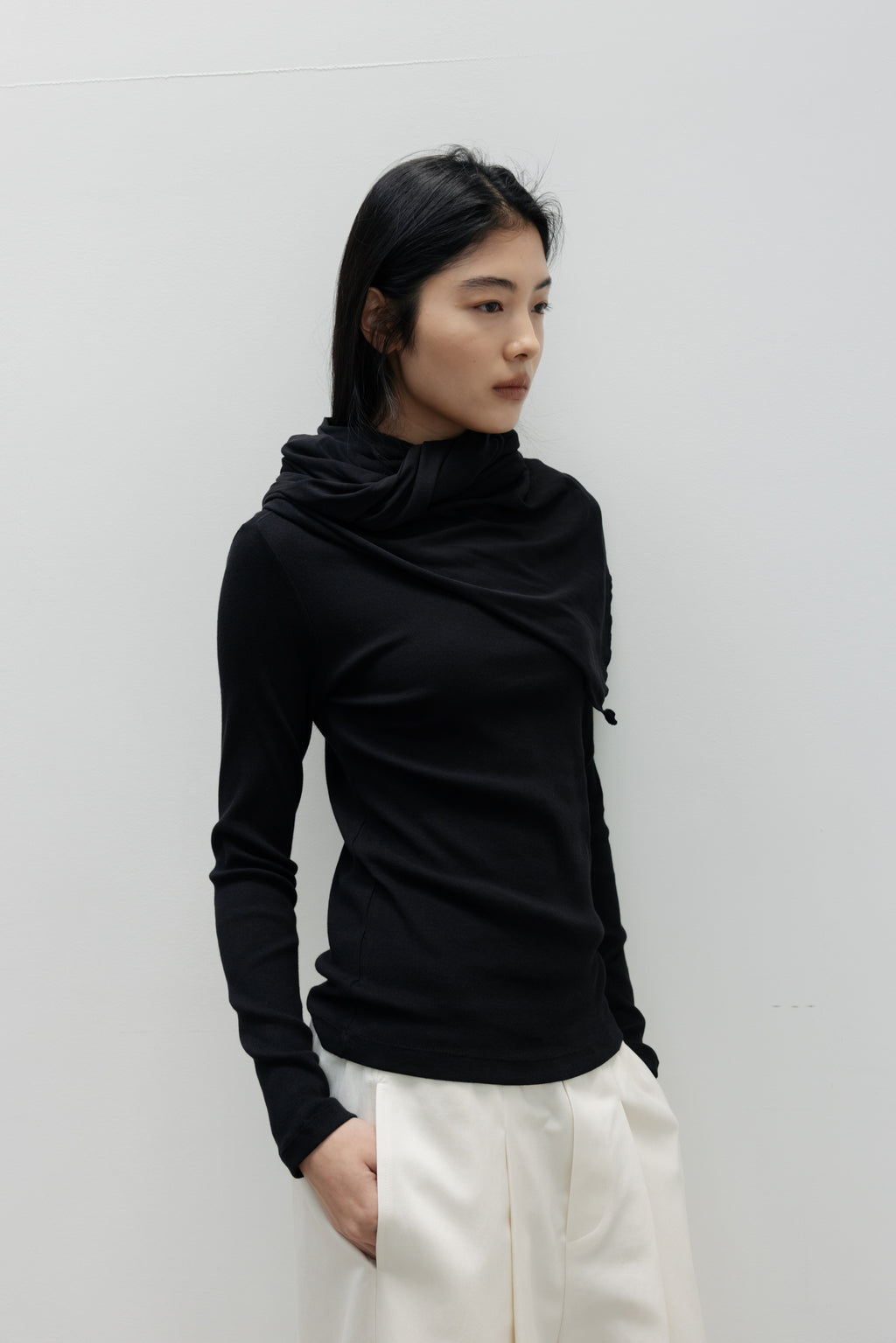 NCSSRY Slim Ribbed Boat Neck Top (Melange Grey)