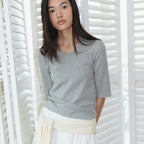 NCSSRY Essential V-Neck Top (Melange Grey)