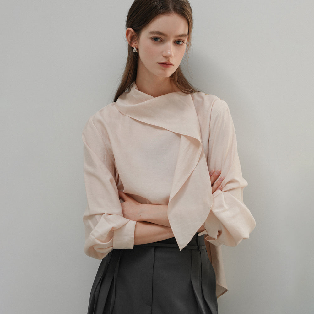 PREP FOR THE [5th] Sheer Curve scarf blouse (blush)