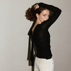PIVER [5th]Ribbon tie top_black