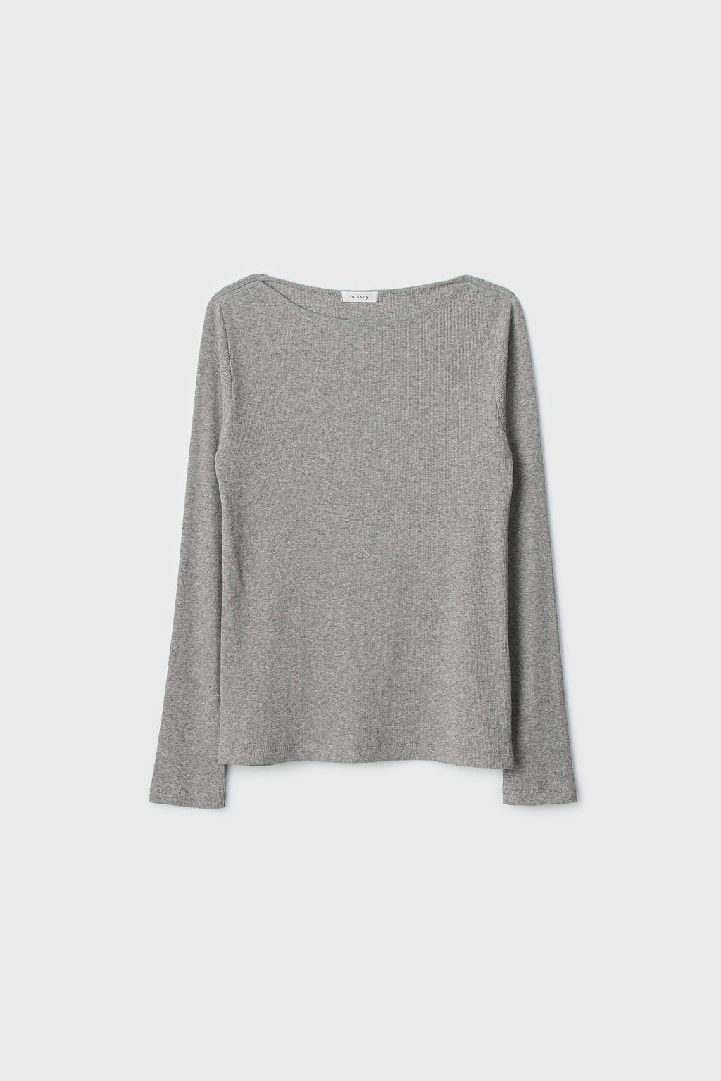 NCSSRY Slim Ribbed Boat Neck Top (Melange Grey)