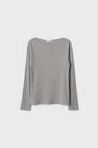 NCSSRY Slim Ribbed Boat Neck Top (Melange Grey)