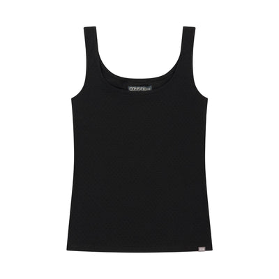 038 MINI WAFFLE RELAXED SLEEVELESS BLACK