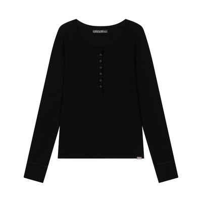038 BUTTON LONG SLEEVE BLACK