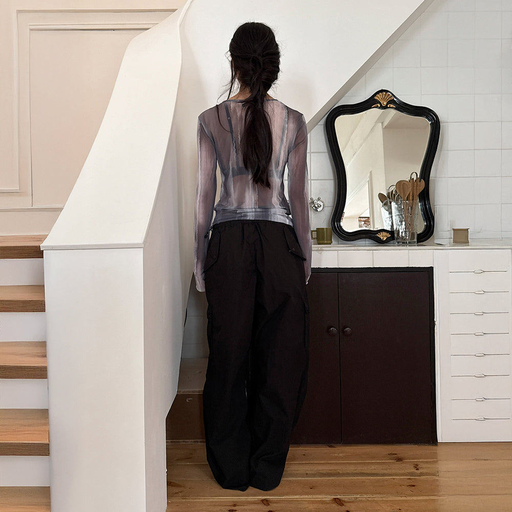 DIAGONAL [2nd] SMUDGED SEE THROUGH TOP (grey)