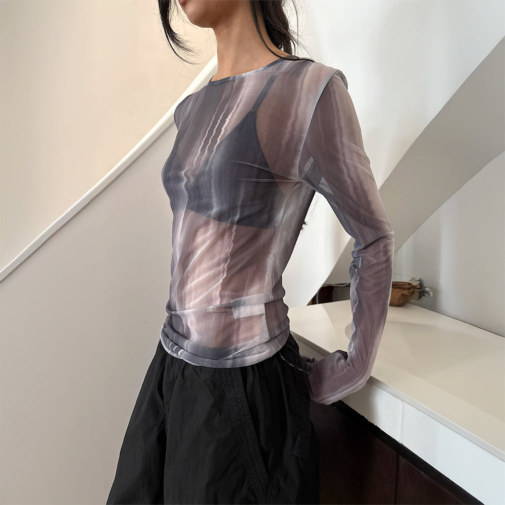 DIAGONAL [2nd] SMUDGED SEE THROUGH TOP (grey)