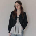 TWEE Onde frill strap long sleeve blouse