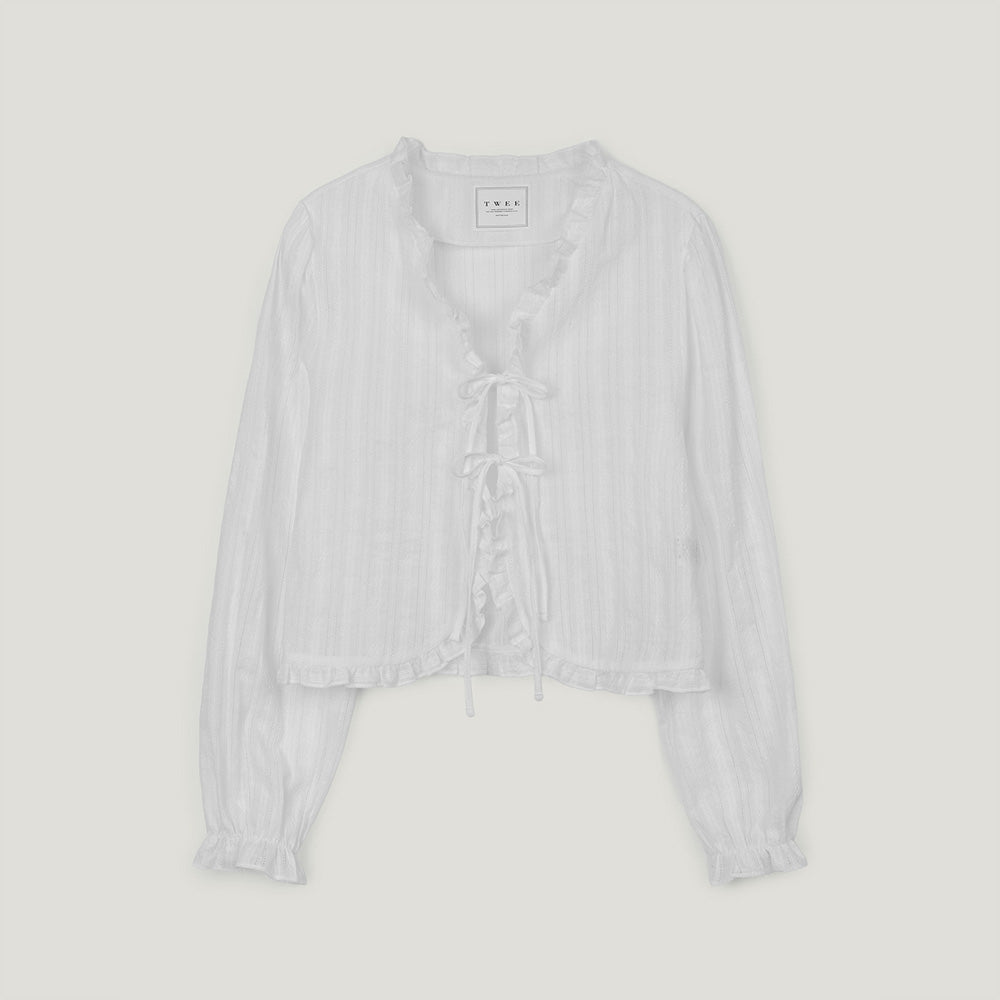 TWEE Onde frill strap long sleeve blouse