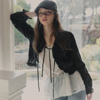 TWEE Onde frill strap long sleeve blouse