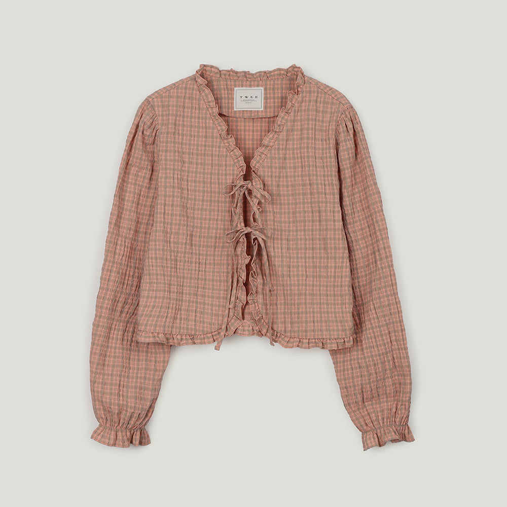 TWEE Onde frill strap long sleeve blouse
