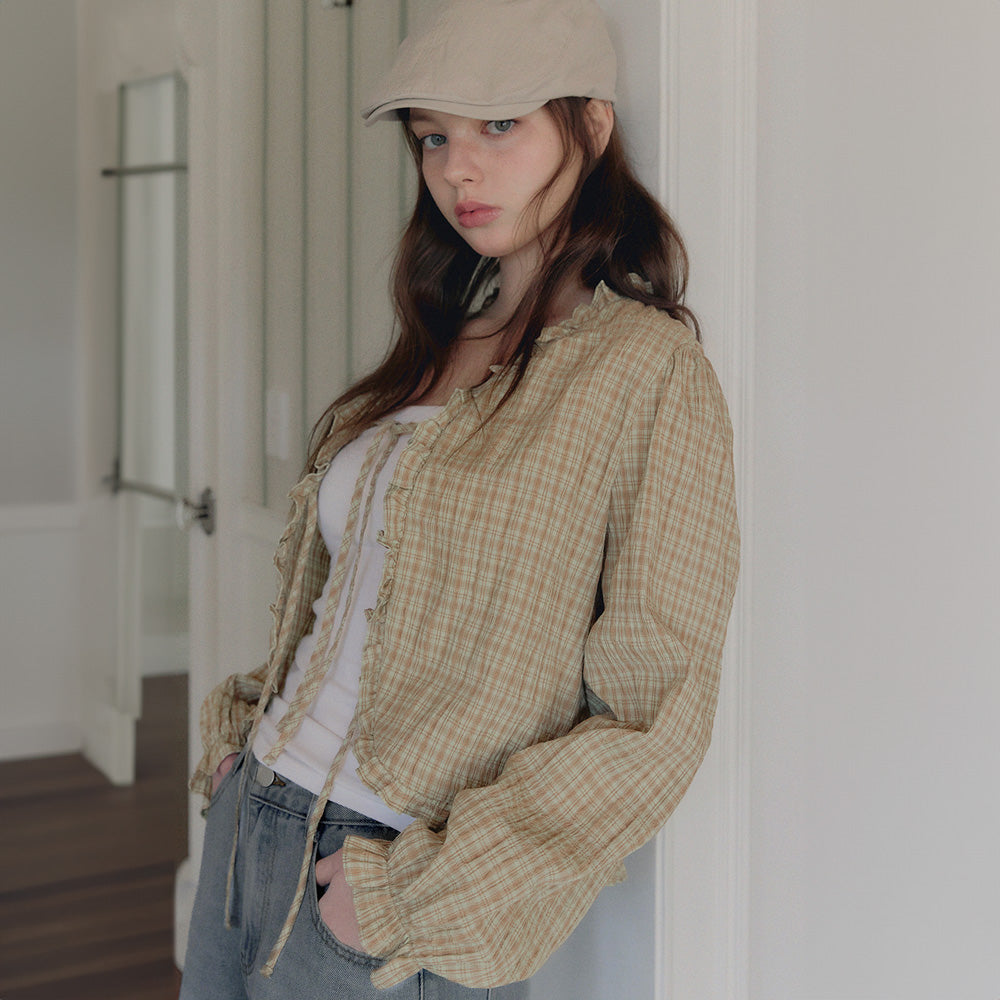 TWEE Onde frill strap long sleeve blouse