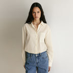 AND YOU Open collar shirt (Royal blue/Olive green/Butter stripe)_2GSUBL09
