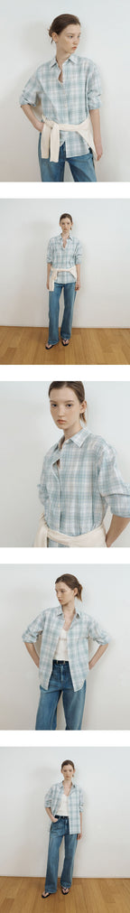 PORETTO Evonne check shirt (Pale mint)