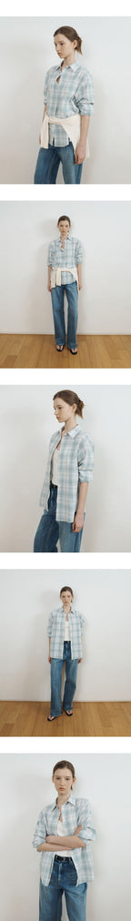 PORETTO Evonne check shirt (Pale mint)